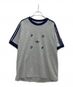 adidas×POP TRADING COアディダス×）の古着「3ストライプロゴTEE」｜グレー