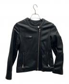 ROSSOロッソ）の古着「ノーカラーライダースジャケット」｜ブラック