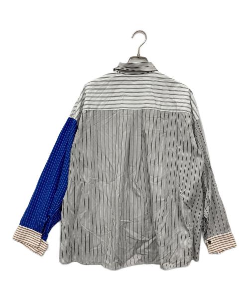 nagonstans（ナゴンスタンス）nagonstans (ナゴンスタンス) mix-hem shirt ストライプ ブルー サイズ:Ｍの古着・服飾アイテム