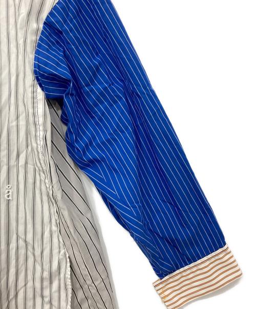nagonstans（ナゴンスタンス）nagonstans (ナゴンスタンス) mix-hem shirt ストライプ ブルー サイズ:Ｍの古着・服飾アイテム