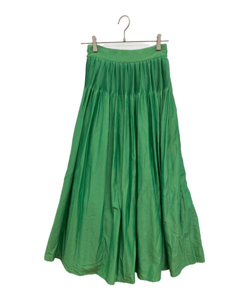 Mame Kurogouchi（マメクロゴウチ）Mame Kurogouchi (マメクロゴウチ) シルクコットンプリーツスカート グリーン サイズ:1の古着・服飾アイテム