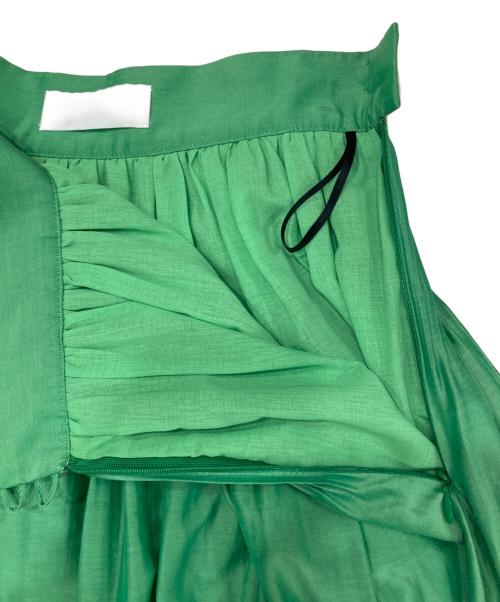 Mame Kurogouchi（マメクロゴウチ）Mame Kurogouchi (マメクロゴウチ) シルクコットンプリーツスカート グリーン サイズ:1の古着・服飾アイテム