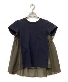 sacai（サカイ）の古着「レースバックフレアポケットTシャツ」｜ネイビー×カーキ