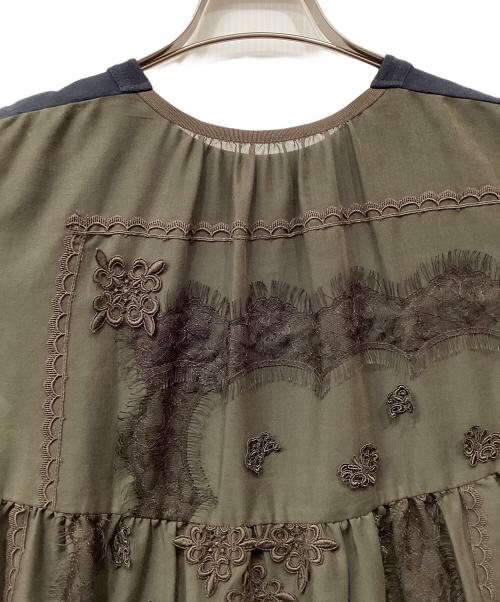 sacai（サカイ）sacai (サカイ) レースバックフレアポケットTシャツ ネイビー×カーキ サイズ:1の古着・服飾アイテム