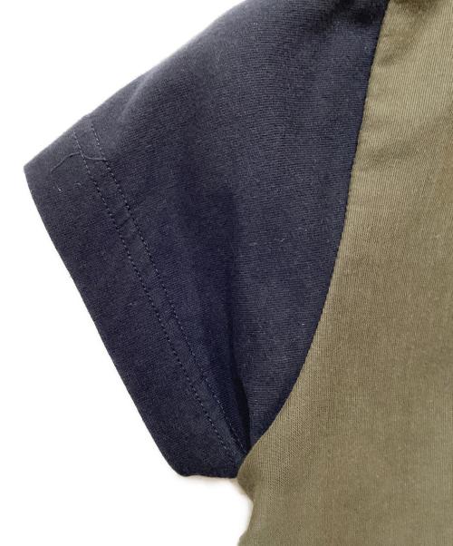 sacai（サカイ）sacai (サカイ) レースバックフレアポケットTシャツ ネイビー×カーキ サイズ:1の古着・服飾アイテム