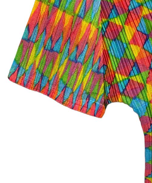 PLEATS PLEASE（プリーツプリーズ）PLEATS PLEASE (プリーツプリーズ) 幾何学模様プリーツカットソー マルチカラー サイズ:3の古着・服飾アイテム