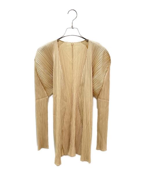 PLEATS PLEASE（プリーツプリーズ）PLEATS PLEASE (プリーツプリーズ) プリーツカーディガン ベージュ サイズ:4の古着・服飾アイテム