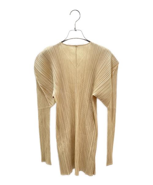 PLEATS PLEASE（プリーツプリーズ）PLEATS PLEASE (プリーツプリーズ) プリーツカーディガン ベージュ サイズ:4の古着・服飾アイテム