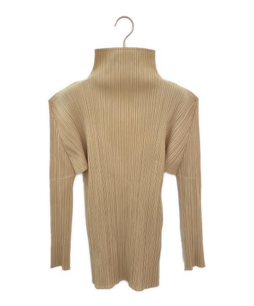 PLEATS PLEASE（プリーツプリーズ）PLEATS PLEASE (プリーツプリーズ) ハイネックプリーツブラウス ベージュ サイズ:4の古着・服飾アイテム