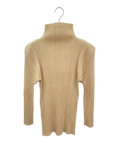 PLEATS PLEASE（プリーツプリーズ）PLEATS PLEASE (プリーツプリーズ) ハイネックプリーツブラウス ベージュ サイズ:4の古着・服飾アイテム