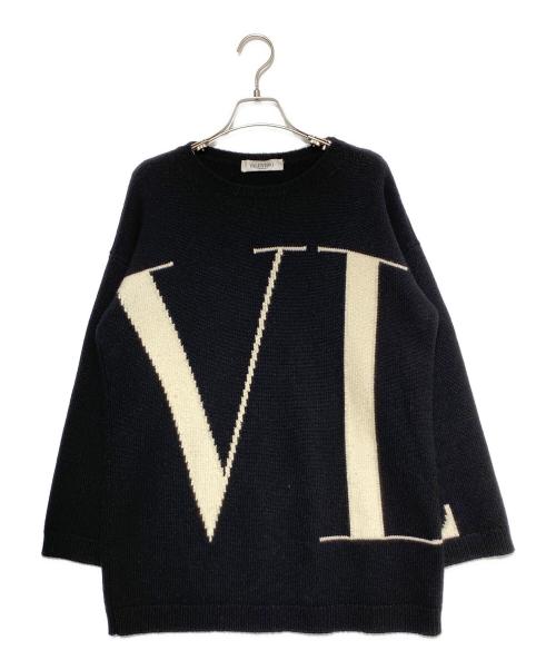 VALENTINO（ヴァレンティノ）VALENTINO (ヴァレンティノ) カシミヤロゴニット ブラック サイズ:Sの古着・服飾アイテム