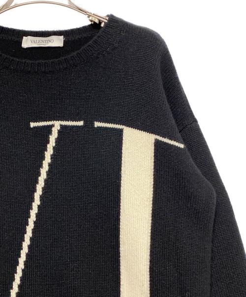 VALENTINO（ヴァレンティノ）VALENTINO (ヴァレンティノ) カシミヤロゴニット ブラック サイズ:Sの古着・服飾アイテム