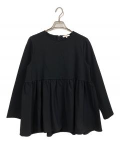 中古・古着通販】YORI (ヨリ) バックフリルブラウス ネイビー サイズ