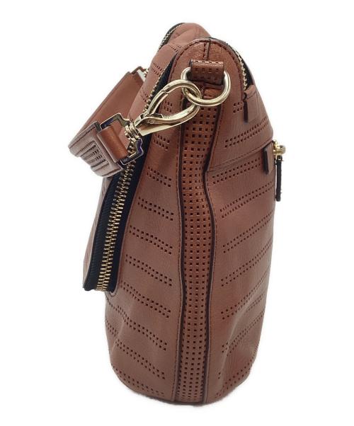 ANYA HINDMARCH（アニヤ・ハインドマーチ）ANYA HINDMARCH (アニヤハインドマーチ) 2WAYバッグ/カットワーク マキシジップ サッチェル ブラウンの古着・服飾アイテム