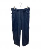 COMOLIコモリ）の古着「デニム ベルテッドパンツ」｜インディゴ
