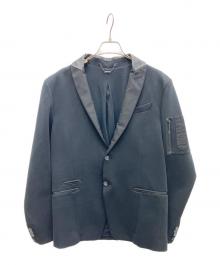 DIESEL（ディーゼル）の古着「レザーコンビテーラードジャケット」｜ネイビー