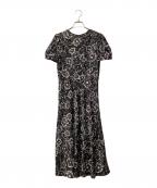 POLO RALPH LAURENポロ・ラルフローレン）の古着「フローラル サテン Aライン ドレス」｜ブラック