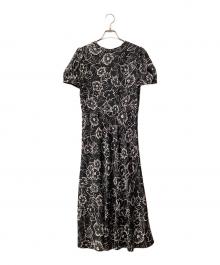 POLO RALPH LAUREN（ポロ・ラルフローレン）の古着「フローラル サテン Aライン ドレス」｜ブラック