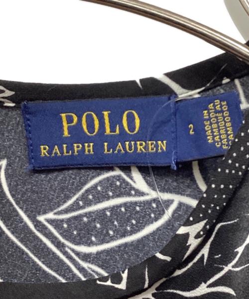 POLO RALPH LAUREN（ポロ・ラルフローレン）POLO RALPH LAUREN (ポロ・ラルフローレン) フローラル サテン Aライン ドレス ブラック サイズ:2 未使用品の古着・服飾アイテム