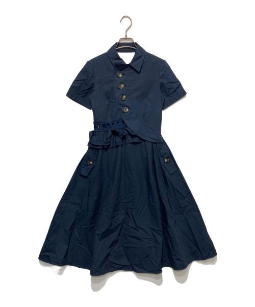SELF PORTRAIT（セルフ ポートレイト）SELF PORTRAIT (セルフ ポートレイト) バックオープンアシンメトリーワンピース ネイビー サイズ:4の古着・服飾アイテム
