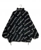 BALENCIAGAバレンシアガ）の古着「ロゴ総柄ボアフェイクファーオーバーサイズジャケット」｜ブラック