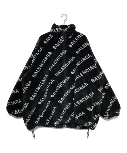 BALENCIAGA（バレンシアガ）BALENCIAGA (バレンシアガ) ロゴ総柄ボアフェイクファーオーバーサイズジャケット ブラック サイズ:44の古着・服飾アイテム