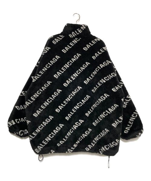 BALENCIAGA（バレンシアガ）BALENCIAGA (バレンシアガ) ロゴ総柄ボアフェイクファーオーバーサイズジャケット ブラック サイズ:44の古着・服飾アイテム