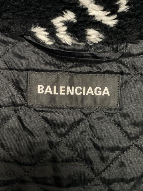 BALENCIAGA（バレンシアガ）BALENCIAGA (バレンシアガ) ロゴ総柄ボアフェイクファーオーバーサイズジャケット ブラック サイズ:44の古着・服飾アイテム