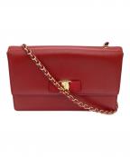 Salvatore Ferragamoサルヴァトーレ フェラガモ）の古着「ヴァラリボンチェーンショルダーバッグ」｜レッド