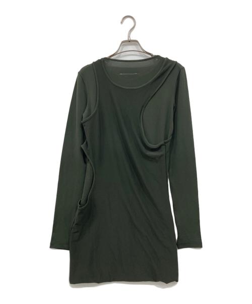 MM6 Maison Margiela（エムエムシックスメゾンマルジェラ）MM6 Maison Margiela (エムエムシックスメゾンマルジェラ) レイヤードカットソー オリーブ サイズ:Sの古着・服飾アイテム