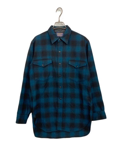 PENDLETON（ペンドルトン）PENDLETON (ペンドルトン) 50s チェックシャツ ネイビー×ブラック サイズ:15の古着・服飾アイテム