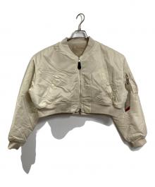 Snidel×ALPHA（スナイデル×アルファ）の古着「リバーシブルMA-1  ショート丈アウター　アウター」｜ベージュ