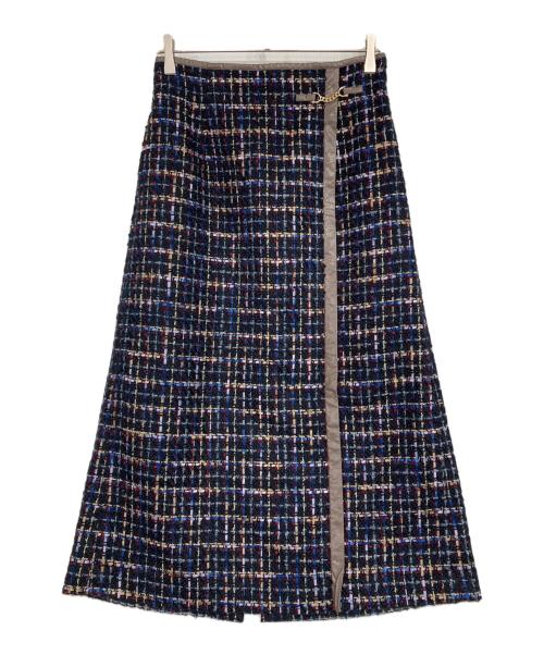 any Sis（エニィスィス）any SiS (エニィスィス) ビットポイントツイーディスカート ネイビー サイズ:3の古着・服飾アイテム