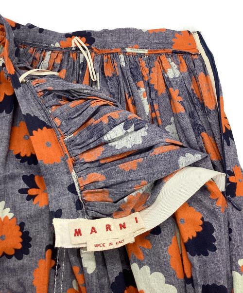 MARNI（マルニ）MARNI (マルニ) コットンリネンフラワープリントスカート ネイビー サイズ:38の古着・服飾アイテム