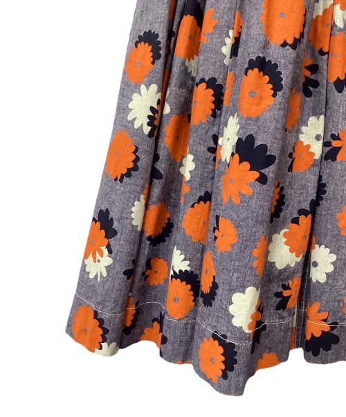 MARNI（マルニ）MARNI (マルニ) コットンリネンフラワープリントスカート ネイビー サイズ:38の古着・服飾アイテム