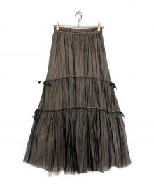 HER LIP TO（ハーリップトゥ）の古着「Double Bow Tiered Tulle Skirt」｜ブラック