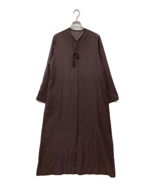 STEVEN ALAN（スティーブンアラン）STEVEN ALAN (スティーブンアラン) CHECK RIBBON TIE DRESS ブラウン サイズ:Sの古着・服飾アイテム