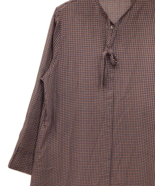 STEVEN ALAN（スティーブンアラン）STEVEN ALAN (スティーブンアラン) CHECK RIBBON TIE DRESS ブラウン サイズ:Sの古着・服飾アイテム