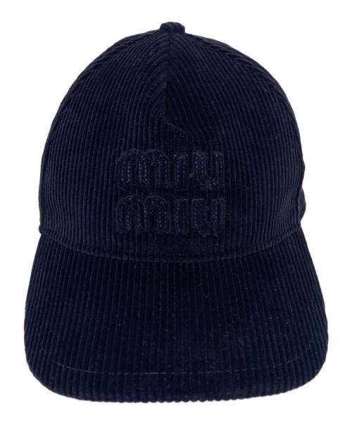 MIU MIU（ミュウミュウ）MIU MIU (ミュウミュウ) ベルベットベースボールキャップ ネイビー サイズ:Sの古着・服飾アイテム