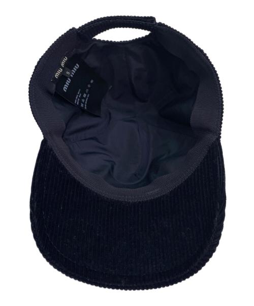 MIU MIU（ミュウミュウ）MIU MIU (ミュウミュウ) ベルベットベースボールキャップ ネイビー サイズ:Sの古着・服飾アイテム