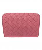BOTTEGA VENETAボッテガベネタ）の古着「イントレチャート3つ折り財布」｜ピンク