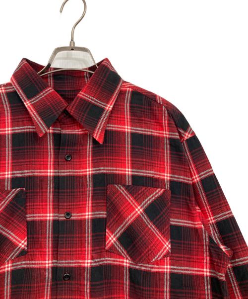 RAFU（ラフ）Rafu (ラフ) standard shirt レッド×ブラック サイズ:SMALLの古着・服飾アイテム