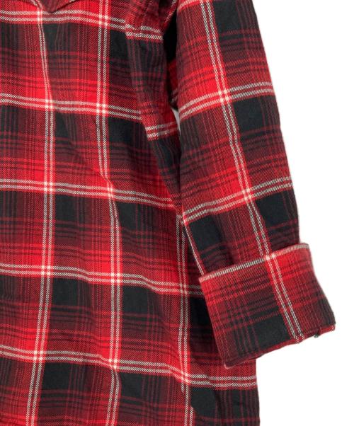 RAFU（ラフ）Rafu (ラフ) standard shirt レッド×ブラック サイズ:SMALLの古着・服飾アイテム