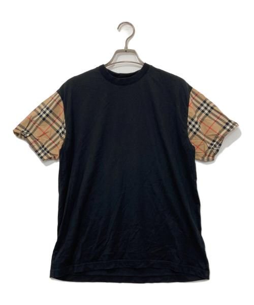 BURBERRY LONDON（バーバリーロンドン）BURBERRY LONDON (バーバリーロンドン) ノバチェックスリーブ切り替えカットソー ブラック サイズ:XSの古着・服飾アイテム