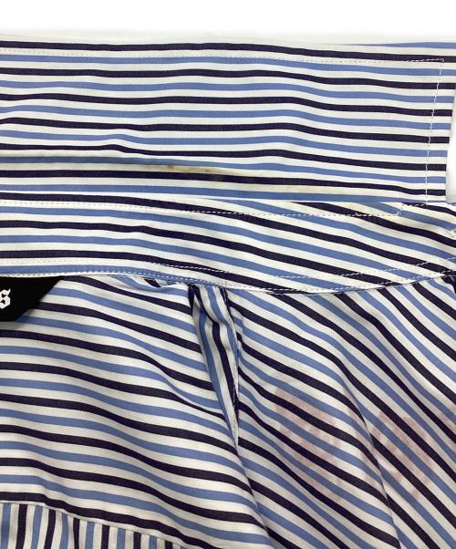 Palm Angels（パーム エンジェルス）Palm Angels (パーム エンジェルス) ロゴプリント ストライプシャツ ブルー×ホワイト サイズ:SIZE 50の古着・服飾アイテム