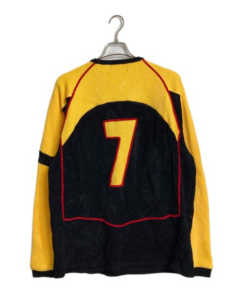gim context（ジムコンテキスト）gim context (ジムコンテキスト) Knitted Foofball Jersey ニットサッカージャージ ブラック×イエロー サイズ:Mの古着・服飾アイテム