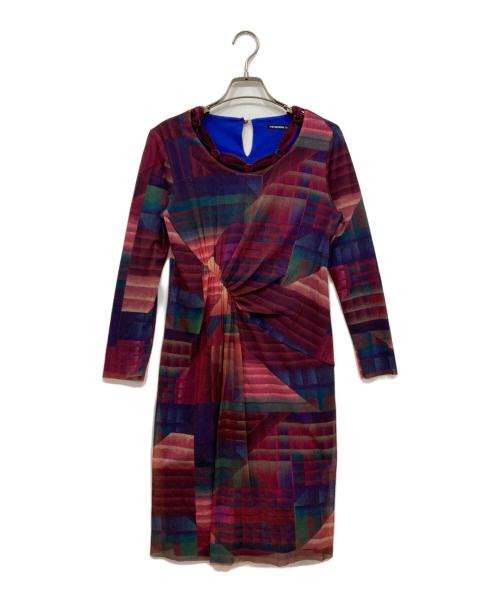 VIVIENNE TAM（ヴィヴィアンタム）VIVIENNE TAM (ヴィヴィアンタム) 総柄ドレープワンピース レッド サイズ:1の古着・服飾アイテム