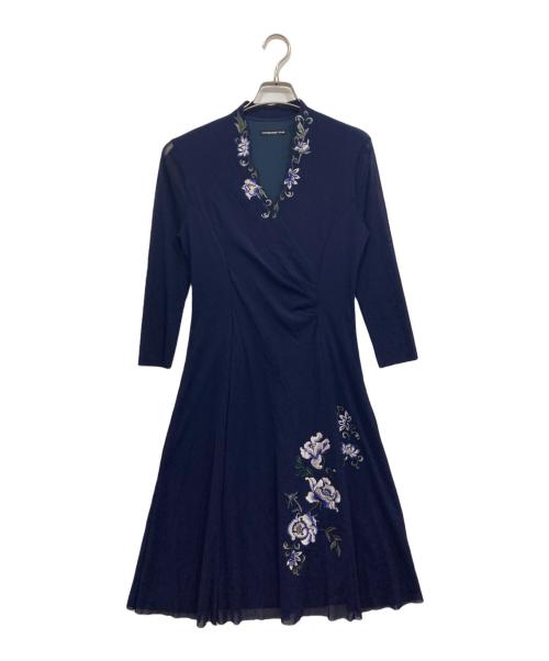 VIVIENNE TAM（ヴィヴィアンタム）VIVIENNE TAM (ヴィヴィアンタム) フラワー刺繍カシュクールワンピース ネイビー サイズ:1の古着・服飾アイテム