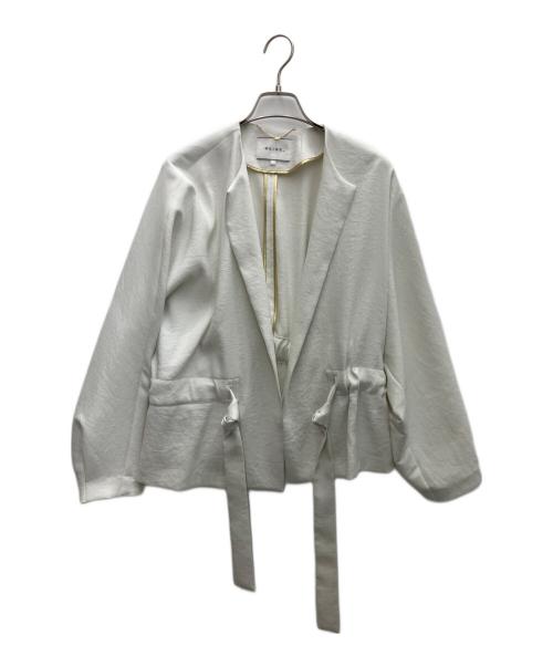 BEIGE（ベイジ）BEIGE (ベイジ) MARIE ノーカラージャケット ホワイト サイズ:4の古着・服飾アイテム