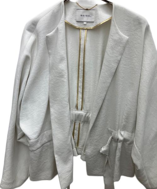 BEIGE（ベイジ）BEIGE (ベイジ) MARIE ノーカラージャケット ホワイト サイズ:4の古着・服飾アイテム